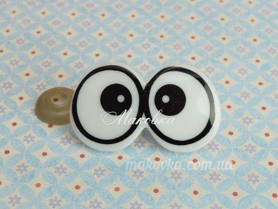 Очі для іграшок мультяшні Подвійні, чорні, вінт, 40*23мм Очі для іграшок мультяшні Подвійні, чорні, вінт, 40*23мм