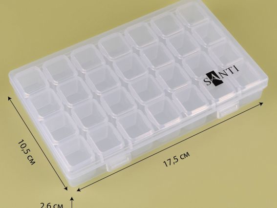 743039 Контейнер для бисера и мелочей на 28 съемных ячеек с крышесками SANTI 