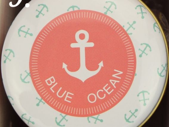 Коробочка жерстяна з малюнком Морська, кругла, 6,5х3 см, 1 шт, малюнок на вибір №9 (якорь)