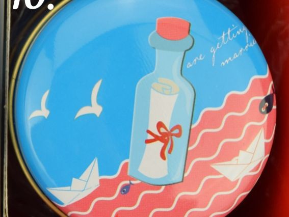 Коробочка жерстяна з малюнком Морська, кругла, 6,5х3 см, 1 шт, малюнок на вибір №10 (бутылка)