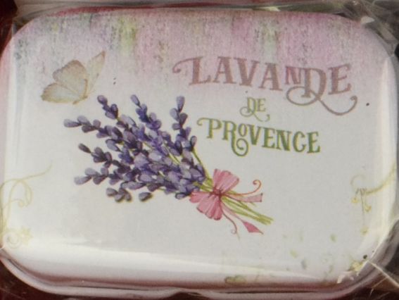 Коробочка жестяная с рисунком Лаванда, прямоугольная , 5,5х3,5 см, 1 шт, рисунок на выбор №06