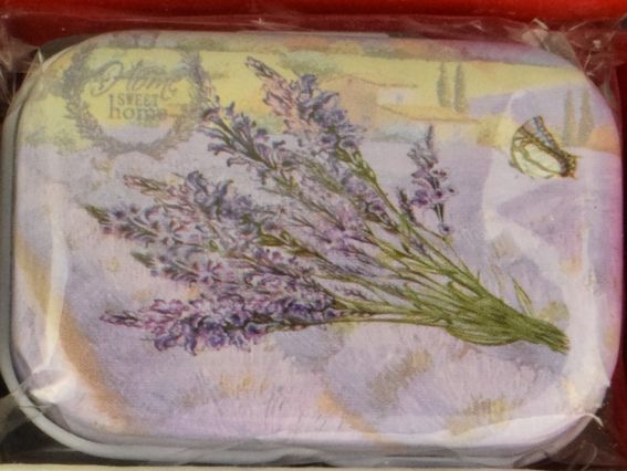 Коробочка жестяная с рисунком Лаванда, прямоугольная , 5,5х3,5 см, 1 шт, рисунок на выбор №11