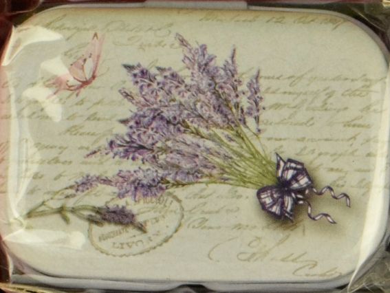 Коробочка жестяная с рисунком Лаванда, прямоугольная , 5,5х3,5 см, 1 шт, рисунок на выбор №14