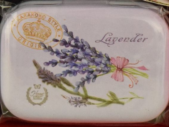 Коробочка жестяная с рисунком Лаванда, прямоугольная , 5,5х3,5 см, 1 шт, рисунок на выбор №16