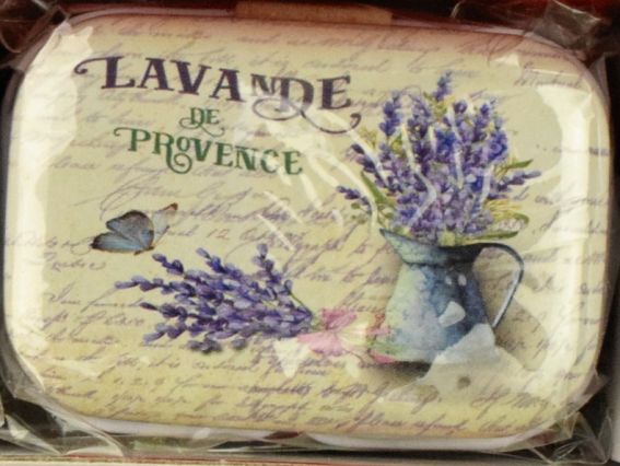 Коробочка жестяная с рисунком Лаванда, прямоугольная , 5,5х3,5 см, 1 шт, рисунок на выбор №02