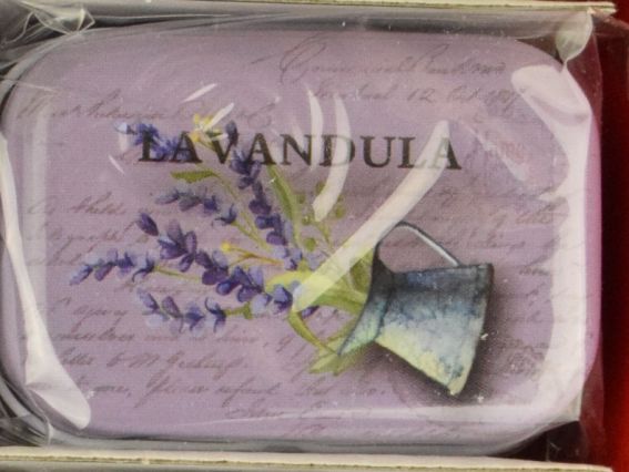 Коробочка жестяная с рисунком Лаванда, прямоугольная , 5,5х3,5 см, 1 шт, рисунок на выбор №03