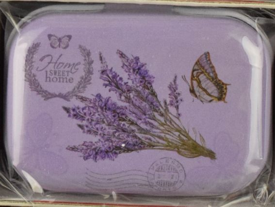 Коробочка жестяная с рисунком Лаванда, прямоугольная , 5,5х3,5 см, 1 шт, рисунок на выбор №04