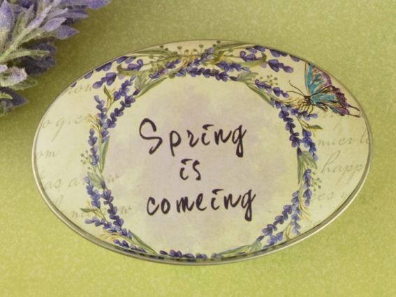 Коробочка жестяная с рисунком Лаванда, Овальная, 7х4,5 см, 1 шт, рисунок на выбор №08