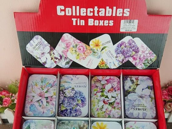 Жестяная прямоугольная коробочка с рисунком  Цветы акварельные , размер 9,5х6 см, 1 шт, рисунок на выбор