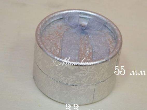 Подарочная коробочка для кольца 55х35 мм, с бантиком, серебряная Подарочная коробочка для кольца 55х35 мм, с бантиком, серебряная