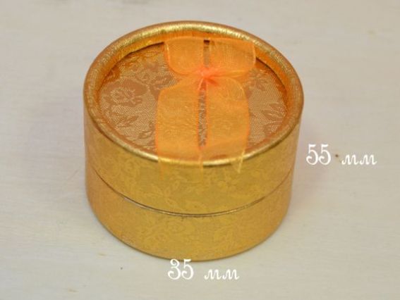 Подарункова коробочка для обручки 55х35 мм, з бантиком, золота