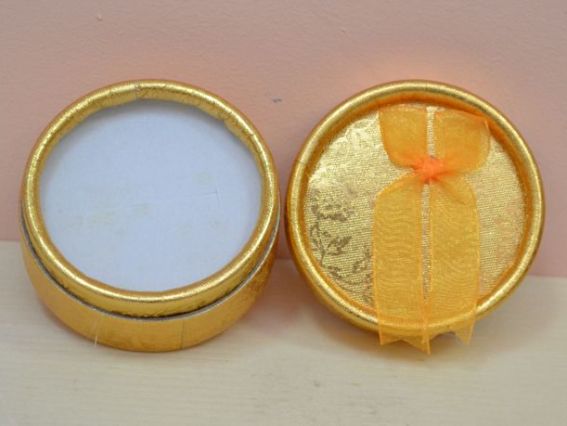 Подарочная коробочка для кольца 55х35 мм, картонная с бантиком, золотая