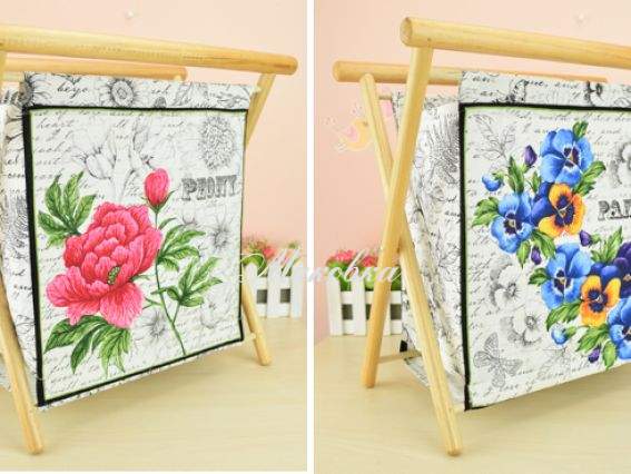 Складная корзина для вязания РТО 3987- RT-103 Цветы (Пион и Анютины глазки)