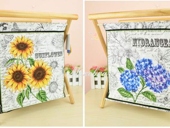 Складная корзина для вязания РТО 3987- RT-103 Цветы (Гортензия и Подсолнух)