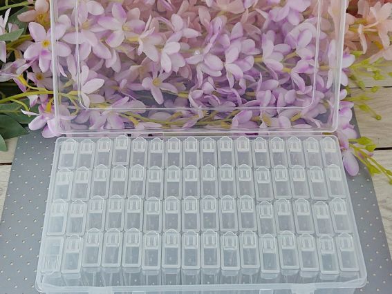 ORG-008 Коробка для бісеру та дрібниць, органайзер 64 окремі коробочки