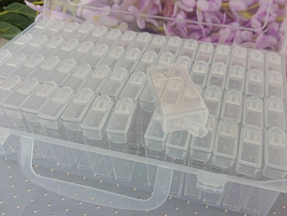 ORG-008 Коробка для бісеру та дрібниць, органайзер 64 окремі коробочки