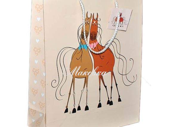 Пакет подарочный Лошадки, 32х26 см Пакет подарочный Лошадки, 32х26 см