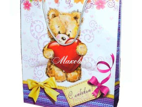 Пакет подарочный С любовью, 32х26х10 см Пакет подарочный С любовью, 32х26х10 см