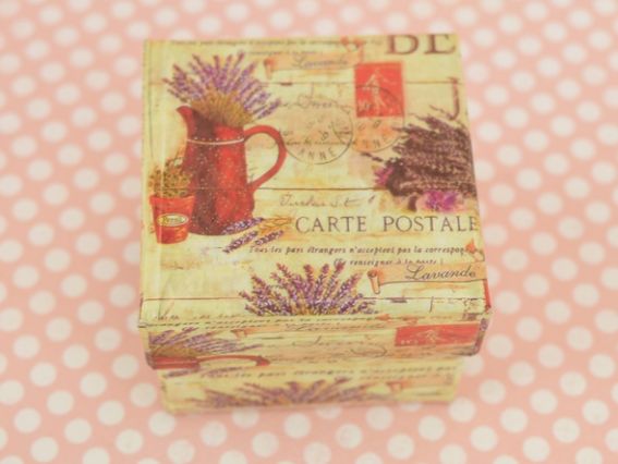 Коробочка для кольца №03 Винтаж, квадратная с рисунком, в ассортименте №02