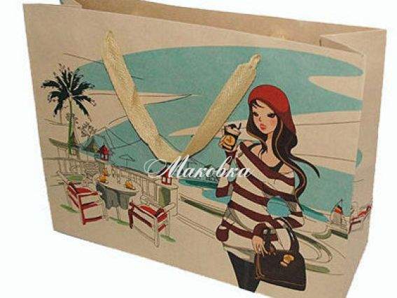 Пакет подарочный Девушка на курорте (290105) 26х34х11,5 см, Гуливер Пакет подарочный Девушка на курорте (290105) 26х34х11,5 см, Гуливер