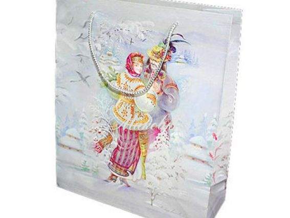 Пакет подарочный Василь та Меланка 32х26х10 см, с веревочными ручками Пакет подарочный Василь та Меланка 32х26х10 см, с веревочными ручками