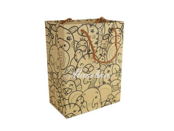 Пакет подарочный Веселый зоопарк, крафт, 23х18х10 см Пакет подарочный Веселый зоопарк, крафт, 23х18х10 см