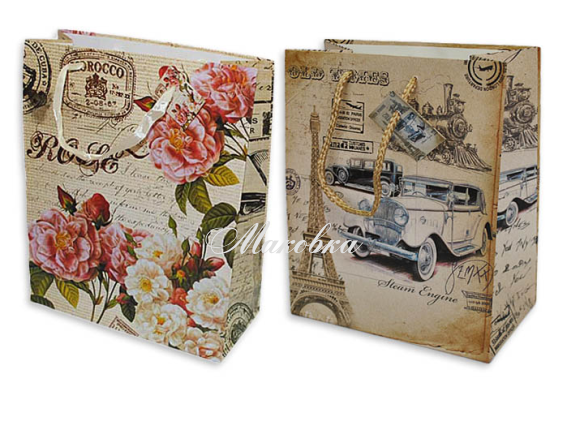 Пакет подарочный Ретро, Розы, Париж (290638) 32х26х10 см, Гуливер Пакет подарочный Ретро, Розы, Париж (290638) 32х26х10 см, Гуливер