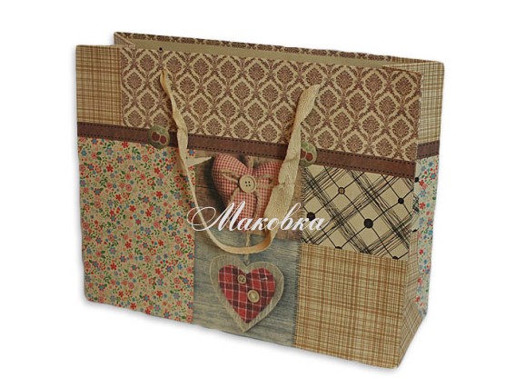 Пакет подарочный Два Сердца, горизонтальный (290787) 26,5х34х11, Гуливер Пакет подарочный Два Сердца, горизонтальный (290787) 26,5х34х11, Гуливер