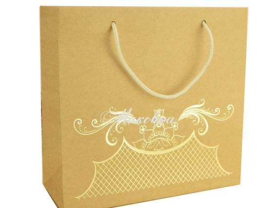 Пакет подарочный Крафт беж с золотым орнаментом, 24х24х10 см Пакет подарочный Крафт беж с золотым орнаментом, 24х24х10 см