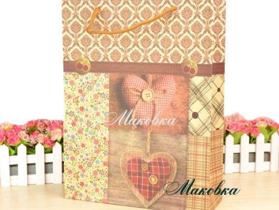 Пакет большой подарочный Два Сердца (290385) 37х28х10 см, Гуливер Пакет большой подарочный Два Сердца (290385) 37х28х10 см, Гуливер