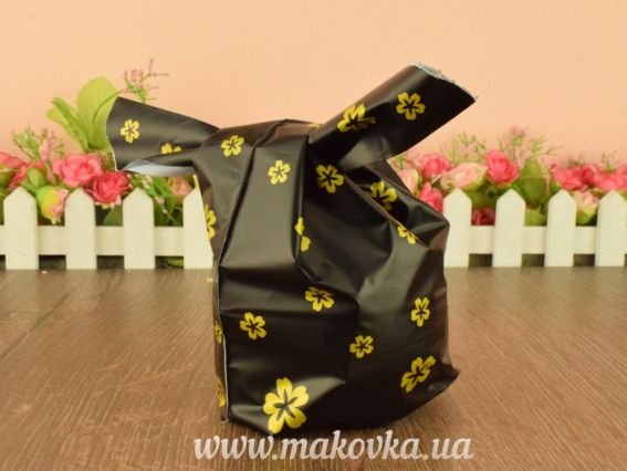 Пакет подарунковий ПЕ Золоті квіточки, розмір 13х22,5 см темний 1 шт