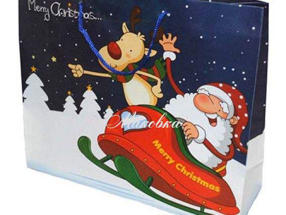 Пакет подарочный новогодний Дед мороз (290291) 22х32х10 см Пакет подарочный новогодний Дед мороз (290291) 22х32х10 см