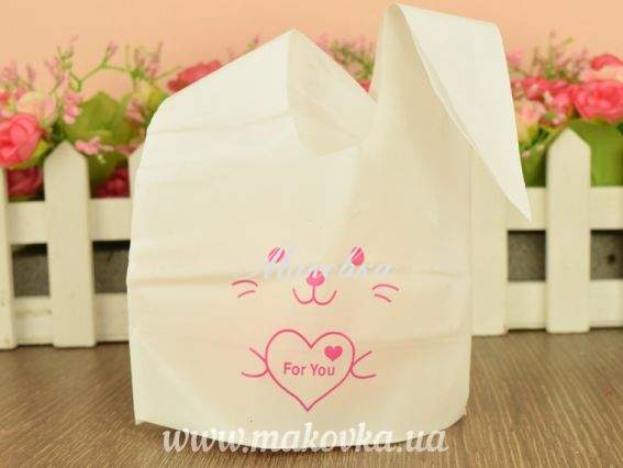 Подарочный пакет Зайчик белый 13х22 см Подарочный пакет Зайчик белый 13х22 см
