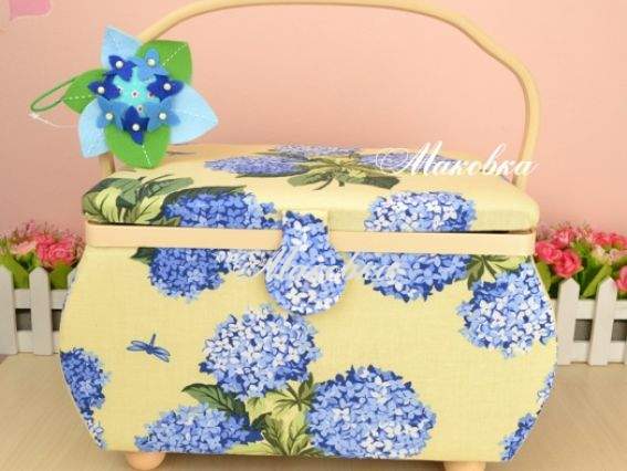 Шкатулка для рукоделия РТО 2557-RT-49D, Гортензии, кремовая Шкатулка для рукоделия РТО 2557-RT-49D, Гортензии, кремовая