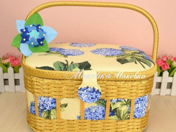 Шкатулка для рукоделия  РТО 2559-RT-44, Гортензии, кремовая Шкатулка для рукоделия  РТО 2559-RT-44, Гортензии, кремовая