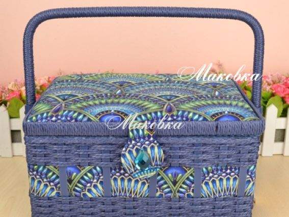 Шкатулка для рукоделия РТО 3532-RT-61, прямоугольная синяя с соломкой Шкатулка для рукоделия РТО 3532-RT-61, прямоугольная синяя с соломкой