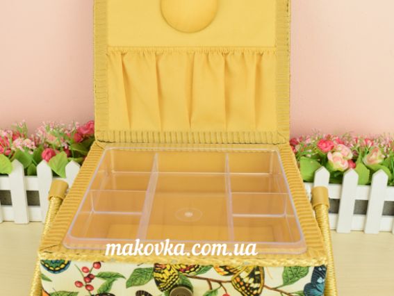 РТО 3971-RT-32, розмір 23х23х14 см см Метелики і ягідки Шкатулка для рукоділля квадратна