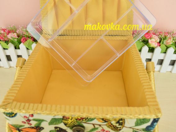 РТО 3971-RT-32, розмір 23х23х14 см см Метелики і ягідки Шкатулка для рукоділля квадратна