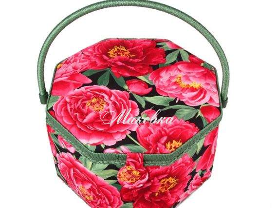 Шкатулка для рукоделия РТО 3574-RT-65, Пионы, большая восьмиугольная Шкатулка для рукоделия РТО 3574-RT-65, Пионы, большая восьмиугольная