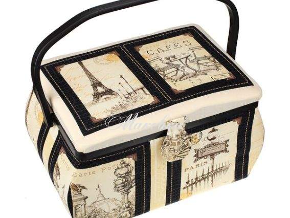 Шкатулка для рукоделия 3377-RT-49, Достопримечательности Парижа - открытки, сундучок Шкатулка для рукоделия 3377-RT-49, Достопримечательности Парижа - открытки, сундучок