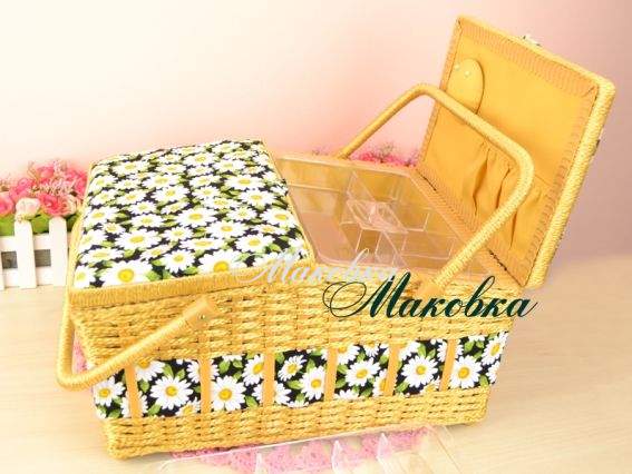 Шкатулка для рукоделия РТО 3303-RT-64, Ромашки, большая двухстворчатая Шкатулка для рукоделия РТО 3303-RT-64, Ромашки, большая двухстворчатая