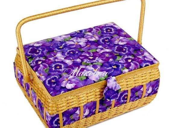 Шкатулка для рукоделия РТО 3309-RT-21, Фиалки, прямоугольная, соломка Шкатулка для рукоделия РТО 3309-RT-21, Фиалки, прямоугольная, соломка