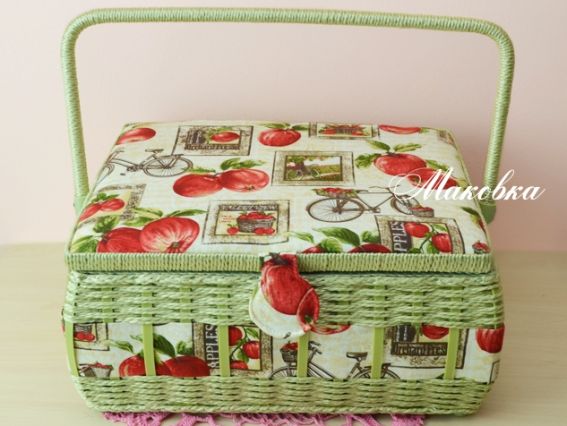 Шкатулка для рукоделия РТО 3591-RT-21, Яблоки и велосипед Шкатулка для рукоделия РТО 3591-RT-21, Яблоки и велосипед