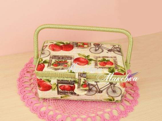Шкатулка для рукоделия РТО 3588-RT-08, Яблоки и велосипед, прямоугольная Шкатулка для рукоделия РТО 3588-RT-08, Яблоки и велосипед, прямоугольная