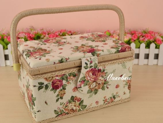 Шкатулка для рукоделия ТМ Тима 1704 , Розы беж.+ вставка Шкатулка для рукоделия ТМ Тима 1704 , Розы беж.+ вставка