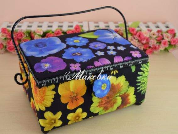 Шкатулка для рукоделия прямоугольная РТО 3544-RT-14, цветы неон Шкатулка для рукоделия прямоугольная РТО 3544-RT-14, цветы неон