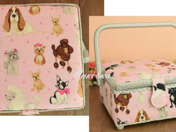 Шкатулка для рукоділля РТО 3954- RT-25 розмір 19,5х19,5х10см рожева Собаки, квадратна Шкатулка для рукоділля РТО 3954- RT-25 розмір 19,5х19,5х10см рожева Собаки, квадратна