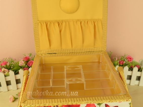 4127-RT-37 квіти шипшини, квадратна Скринька для рукоділля