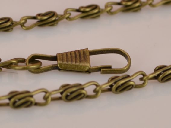 Ланцюжок з карабінами для фермуаром, 120 см, бронзового кольору