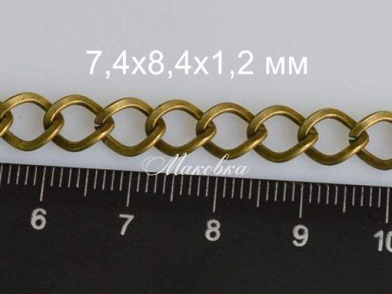 Цепь средняя с-13, бронза 7,4х8,4 мм, 1 метр Цепь средняя с-13, бронза 7,4х8,4 мм, 1 метр